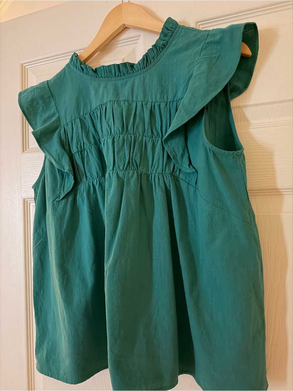 Sleeveless Ruffle Top - Teal Green